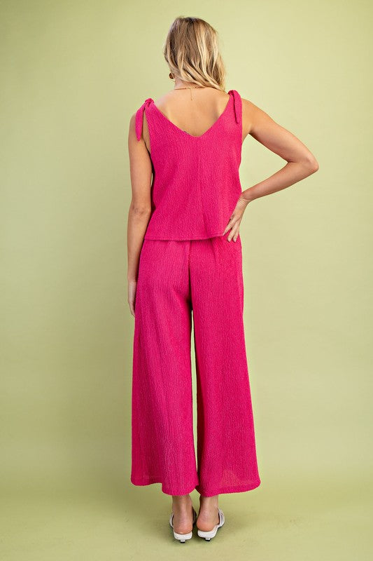 Set Illusion Jumpsuit with Shoulder Tie Detail
