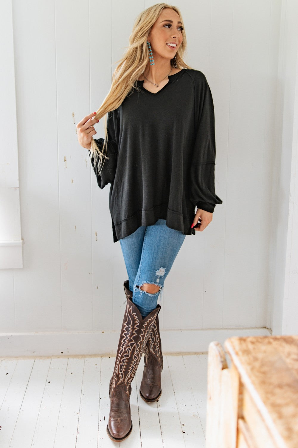 Effortless Flowy and Flattering Top- Black