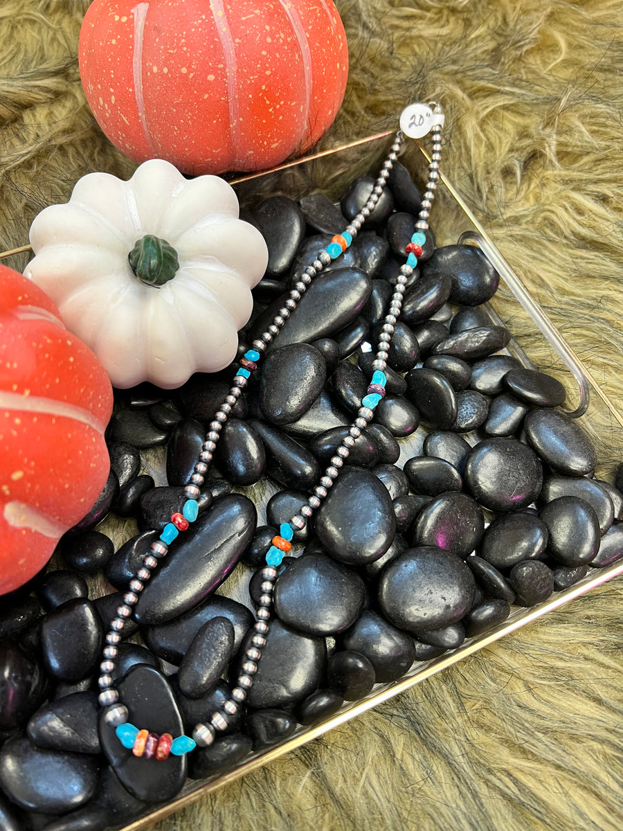 Various Spiny + Navajo Pearl Necklaces