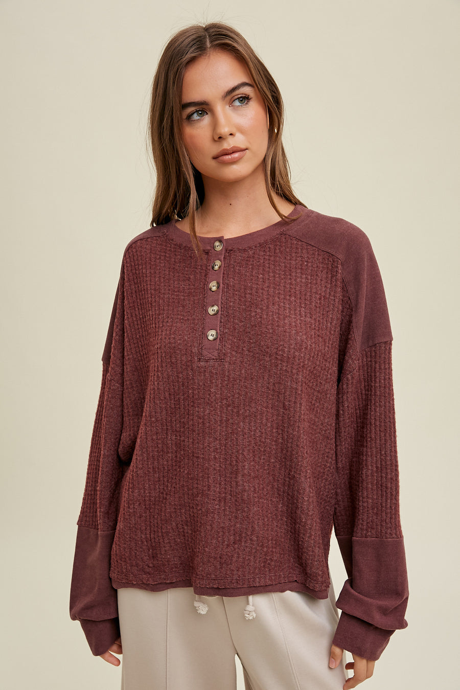 Can't Loose Red Bean Thermal Pullover Top