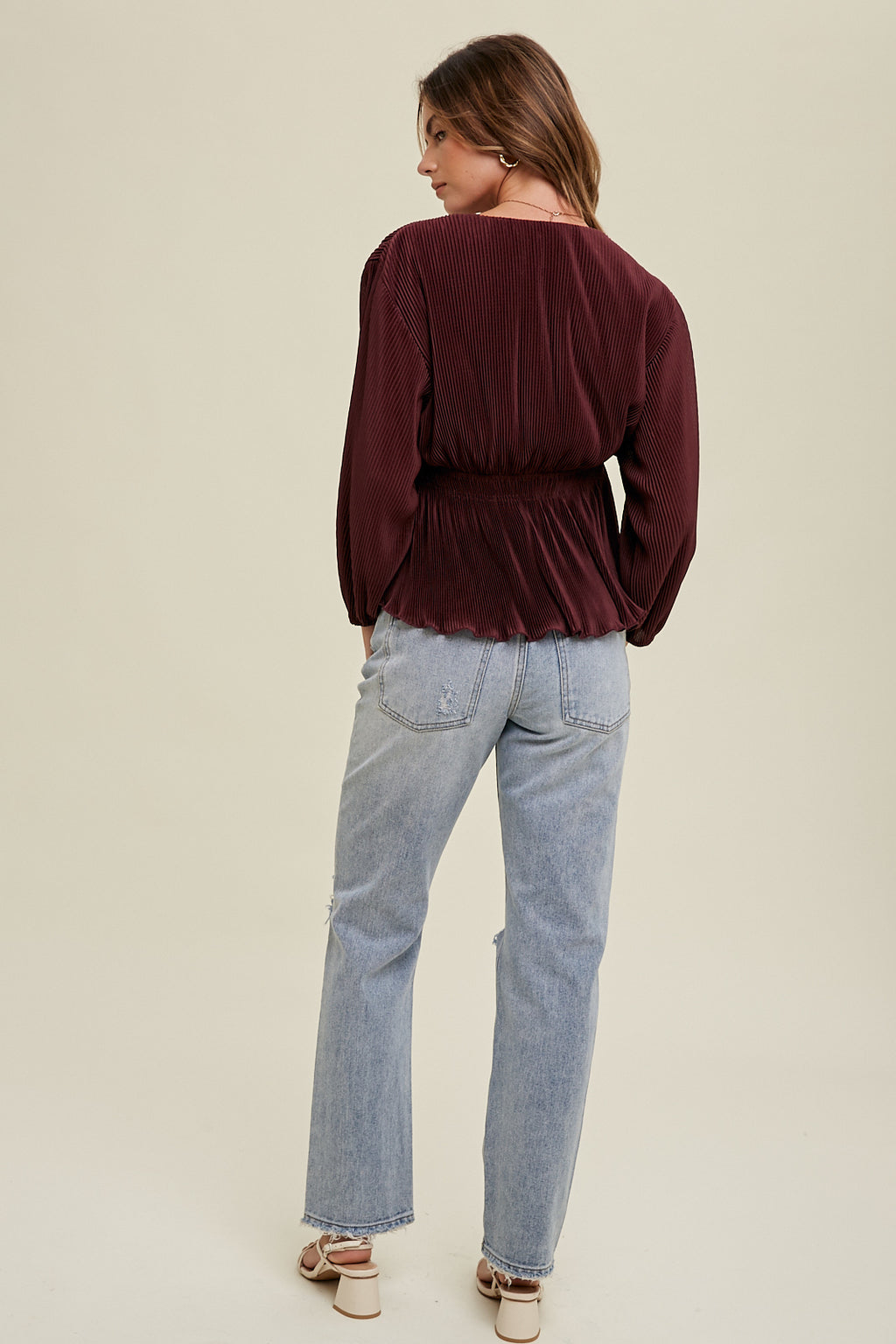 Holding Onto You Wine Blouse