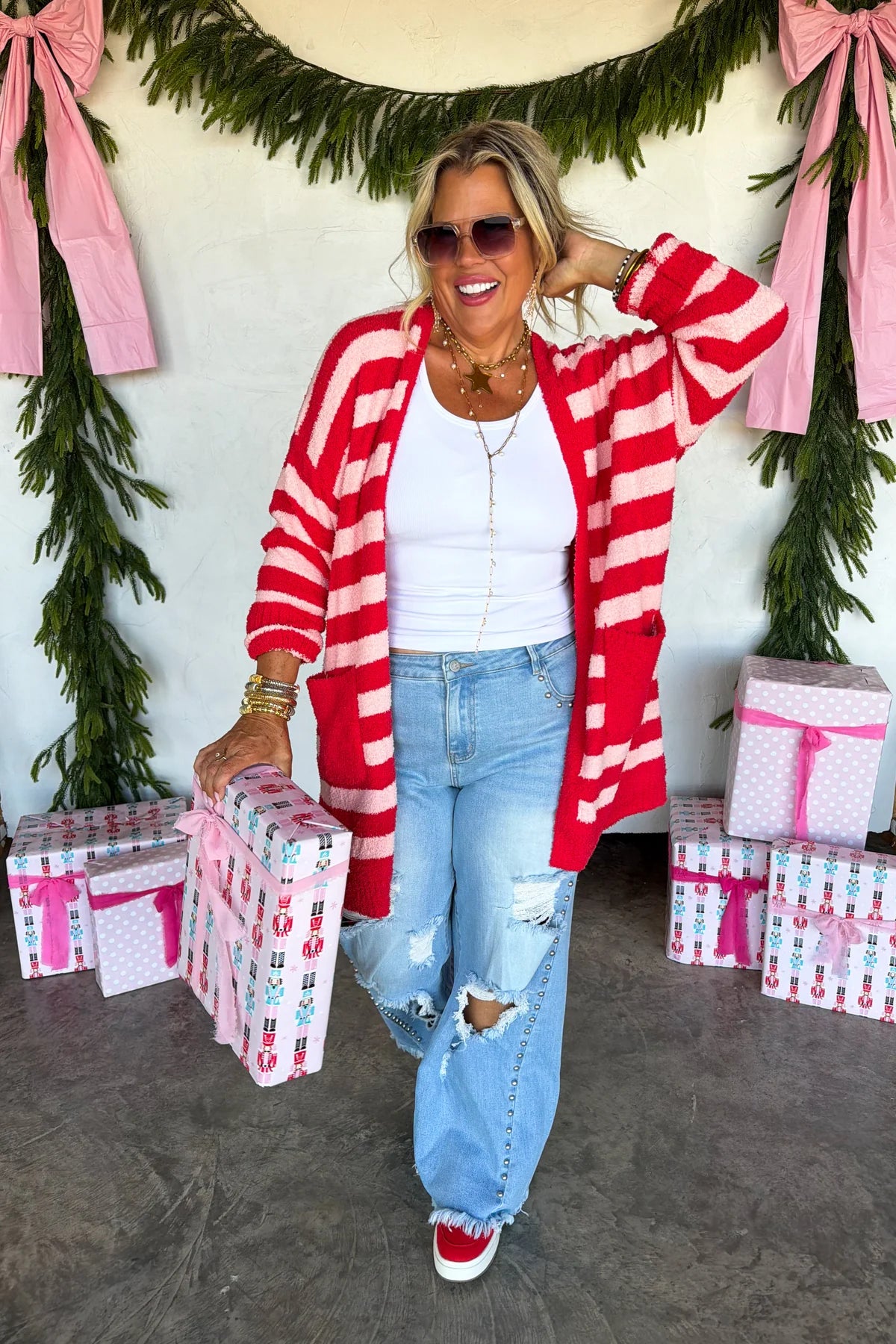 PREORDER- COZY CHRISTMAS CLOUD CARDIGAN | STRIPES