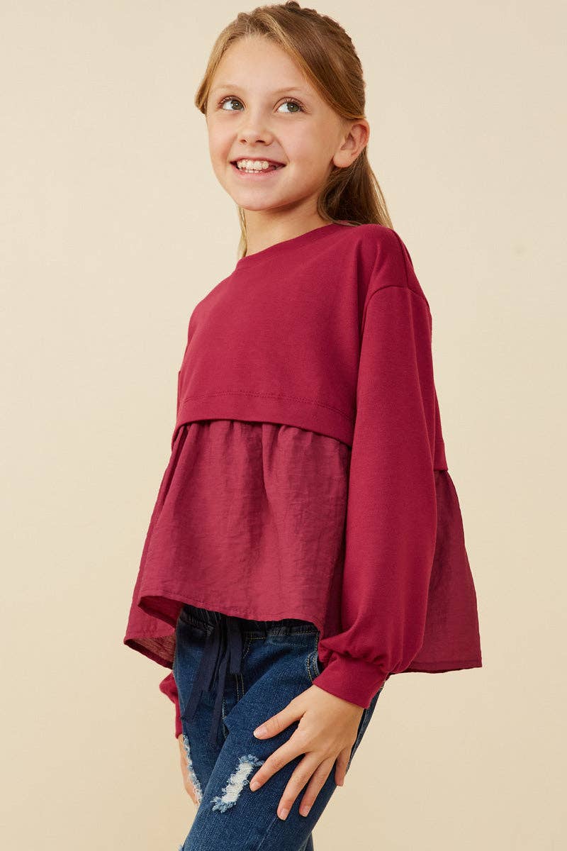 Girls Mix Media French Terry Knit Top