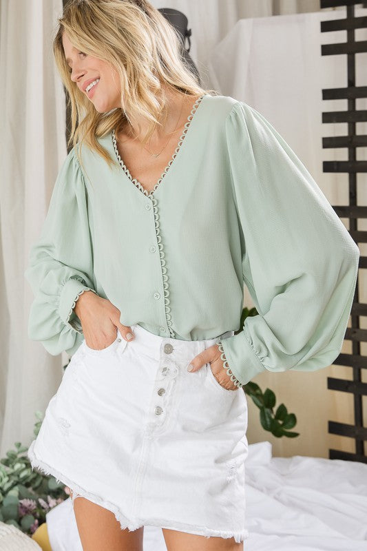 Day in The Life Button Down Blouse