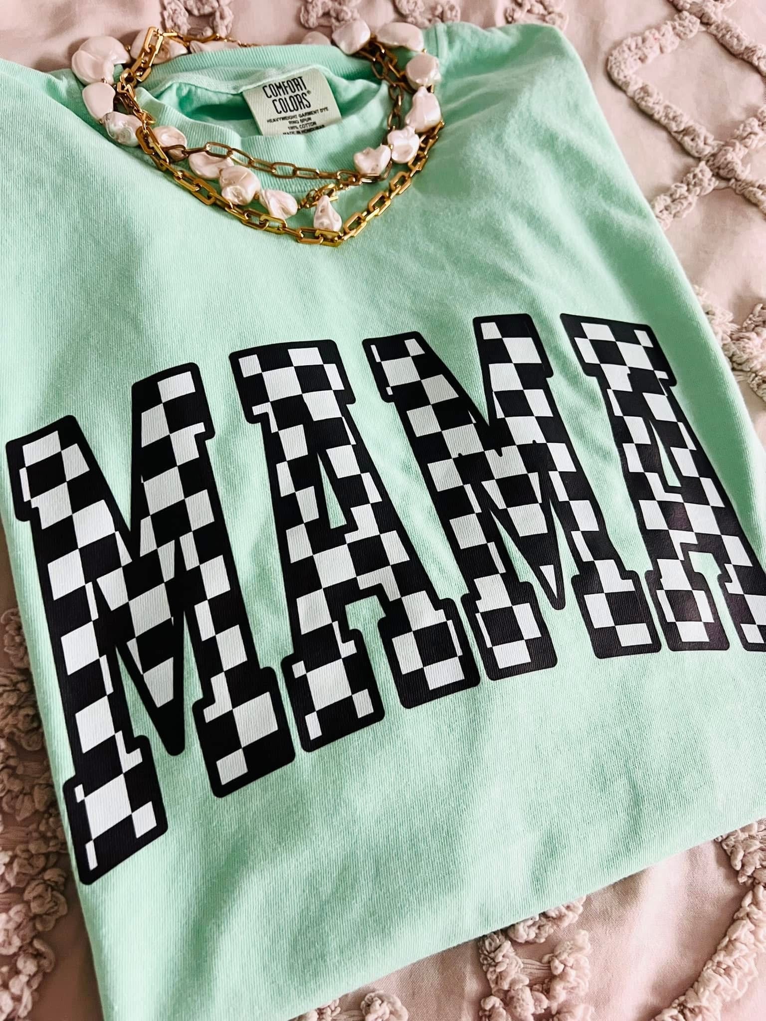 Neon Checkered Mama Comfort Colors T-Shirt