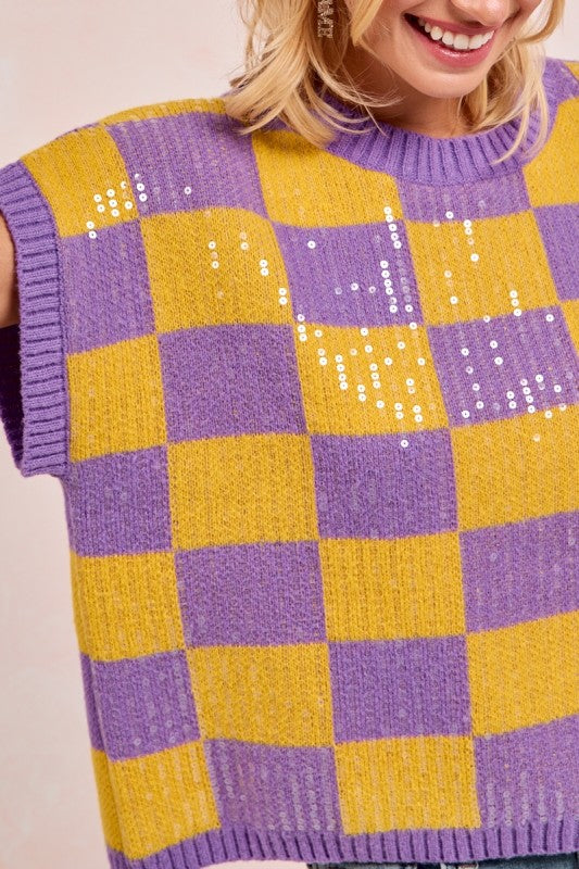 Gameday Theme Sequin All-Over Sweater Top
