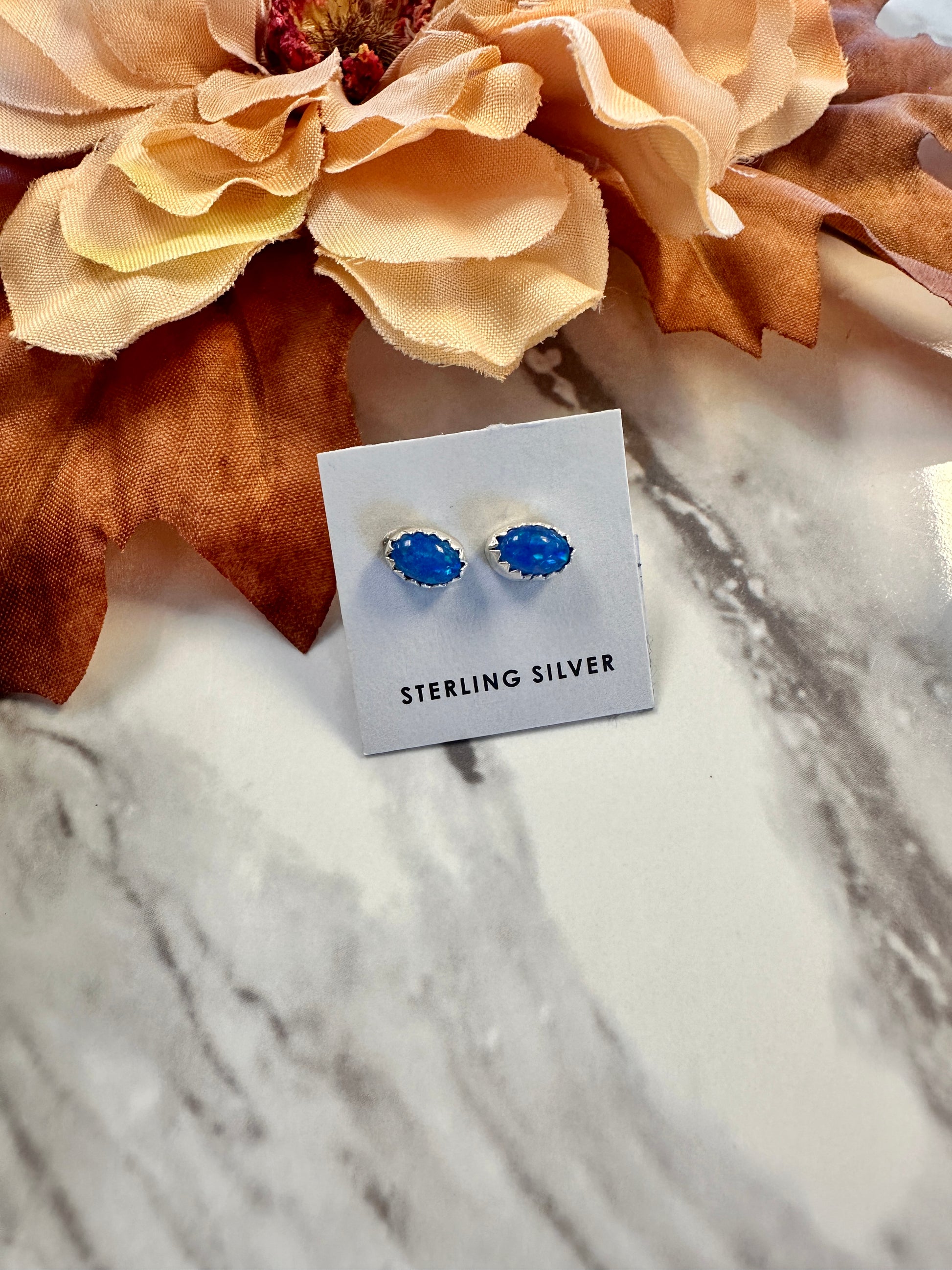 Authentic Blue Turquoise Earrings by Dorthy Yazzie