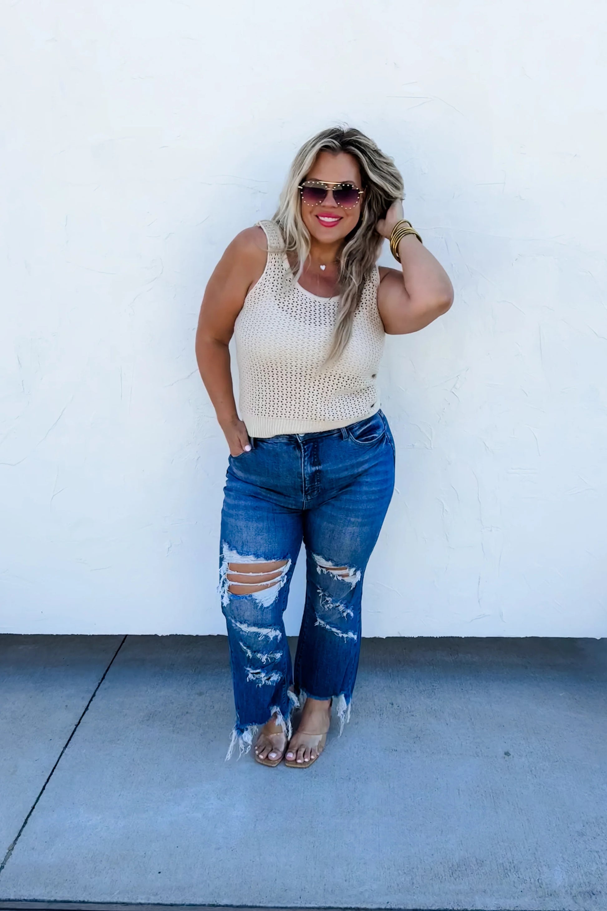 Dark Wash Urban Distressed Jean