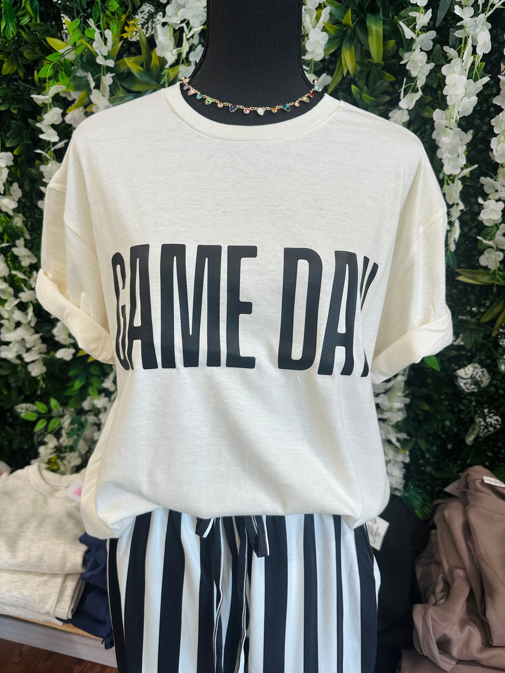 Black Game Day Letters Graphic T-Shirt