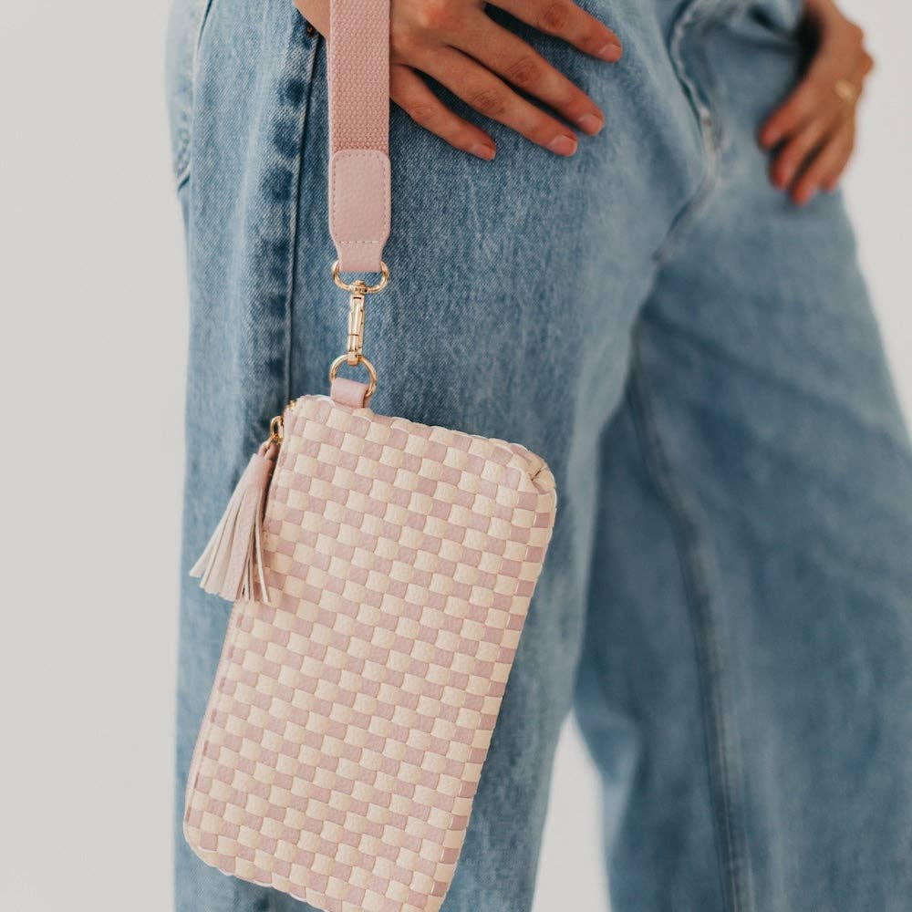 Emma Woven Clutch Wristlet: Cream