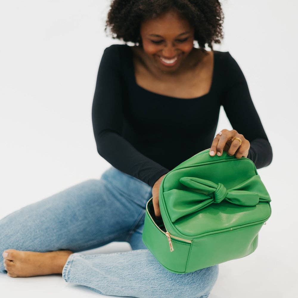 Madelyn Bow Makeup Bag Wholesale: Blush
