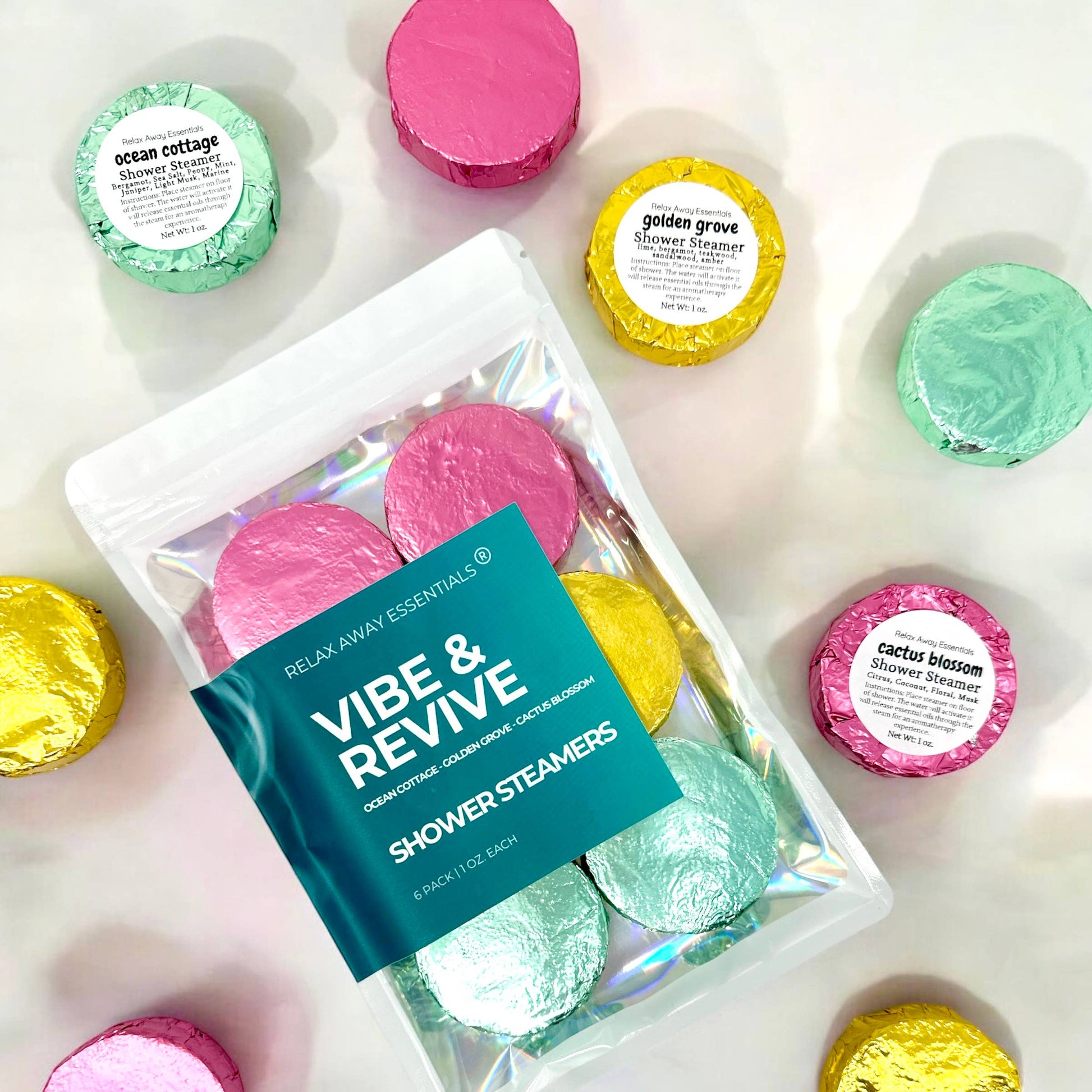 Vibe and Revive Shower Steamers 6 Pack - Made in USA - Spa