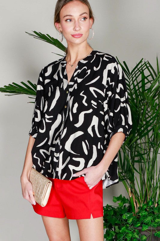 Take Me There in Geo Printed Blouse