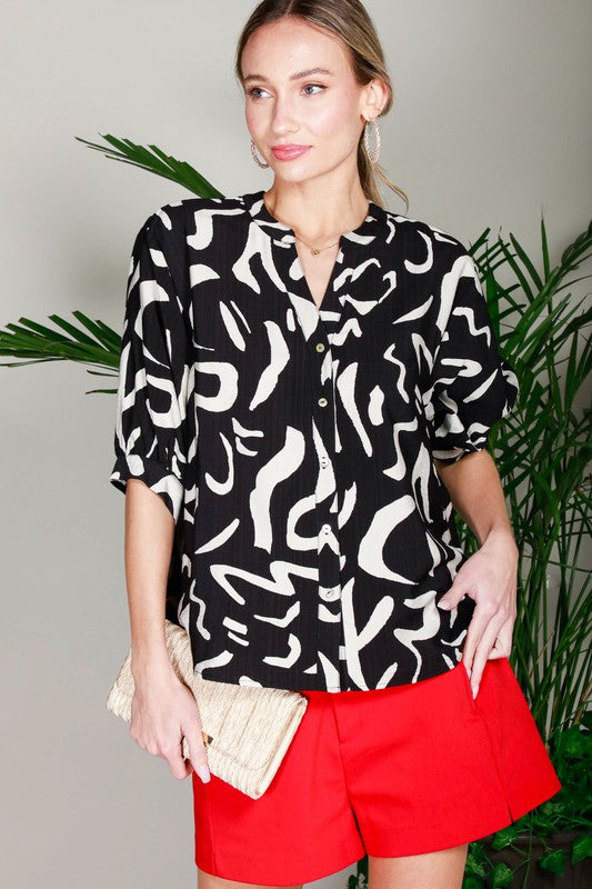 Take Me There in Geo Printed Blouse