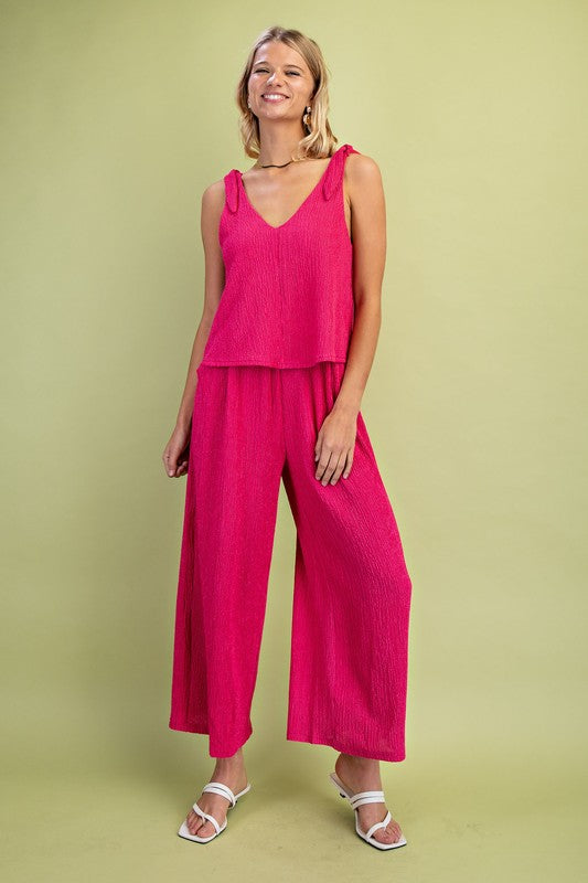 Set Illusion Jumpsuit with Shoulder Tie Detail