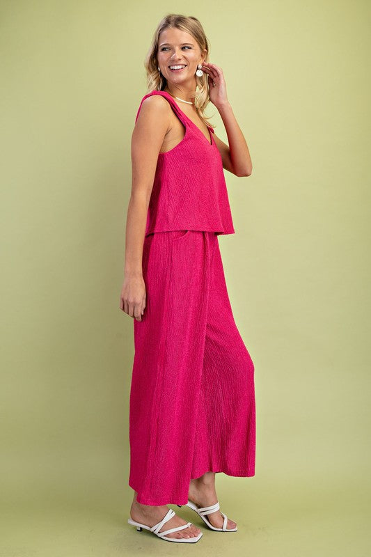 Set Illusion Jumpsuit with Shoulder Tie Detail