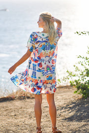 Peter Pan Collar Button Down Mini Dress with Short Puff Sleeves