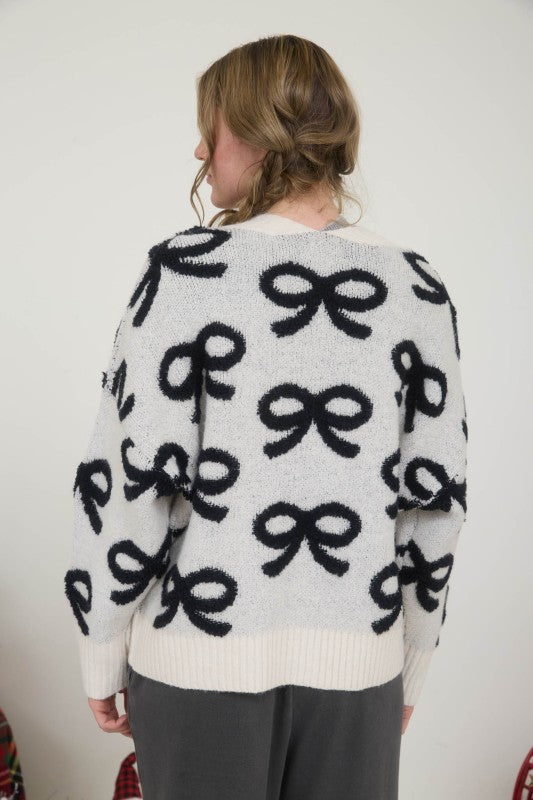 The Cozy Bow Jacquard Cardigan