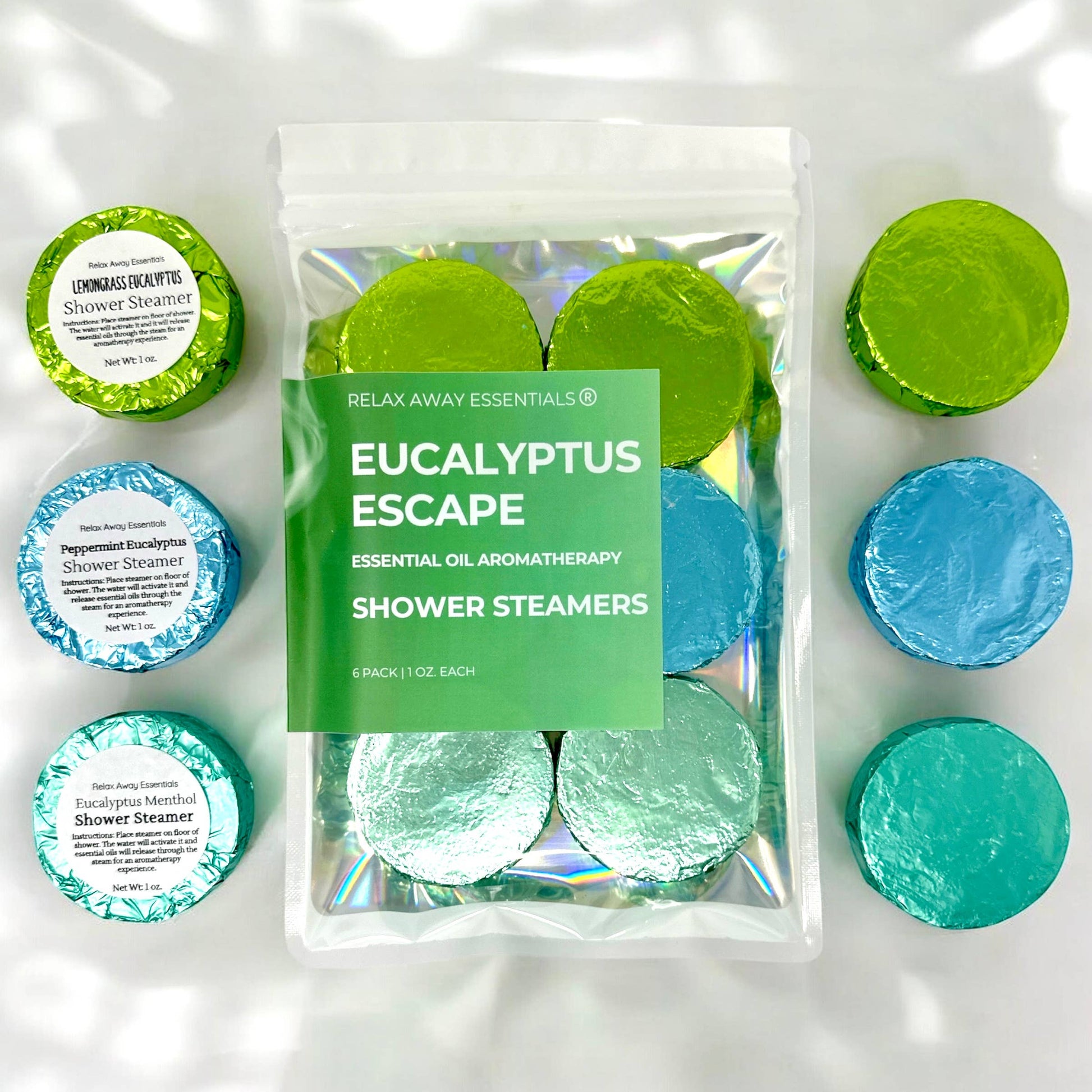 Eucalyptus Escape Shower Steamers 6 Pack - Made in USA - Spa