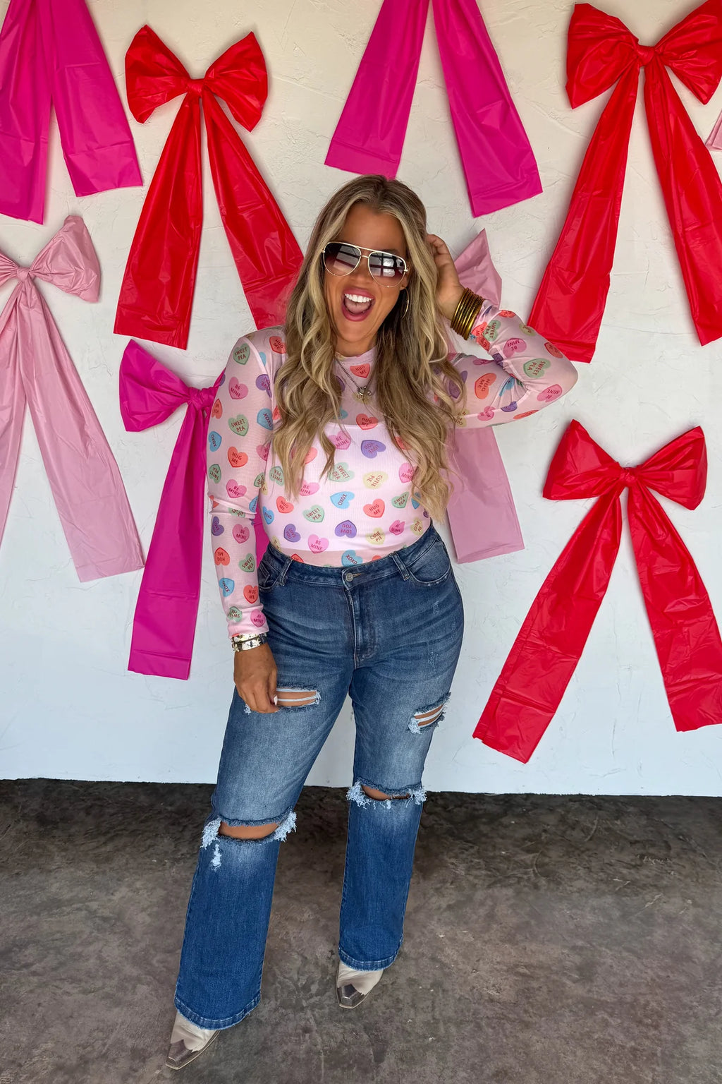 PREORDER - CANDY HEARTS VALENTINES DRESS IT UP MESH TOPS - BLAKELEY