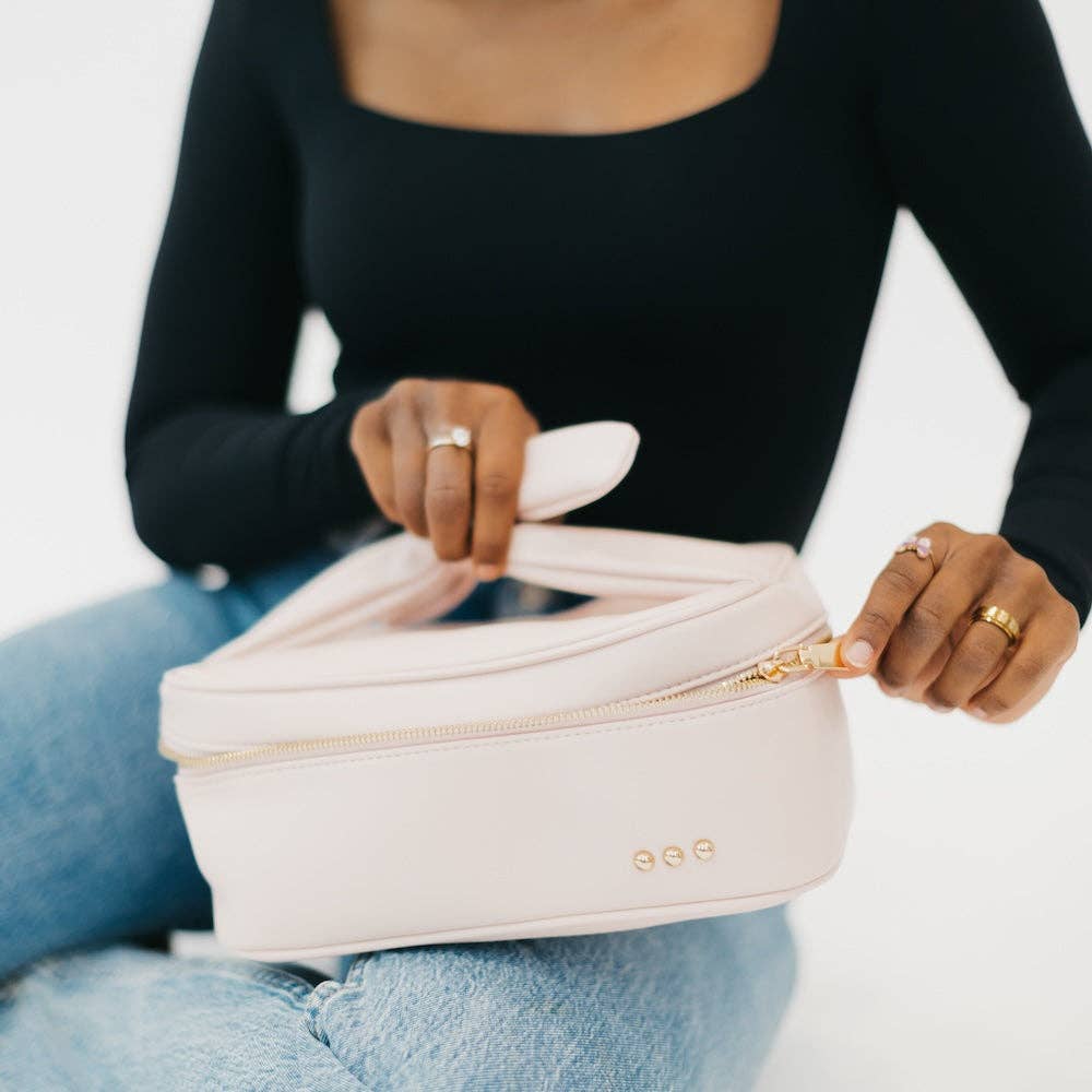 Madelyn Bow Makeup Bag Wholesale: Blush