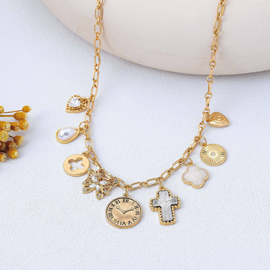 Eclectic Celestial & Vintage Charm Necklace