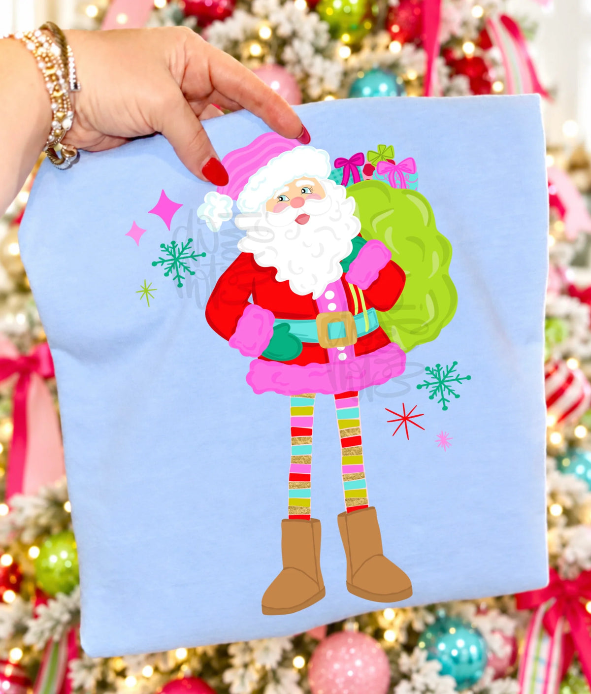 Preppy Long Legged Santa Christmas | Holiday Graphic Tee, Long Sleeve & Sweatshirt