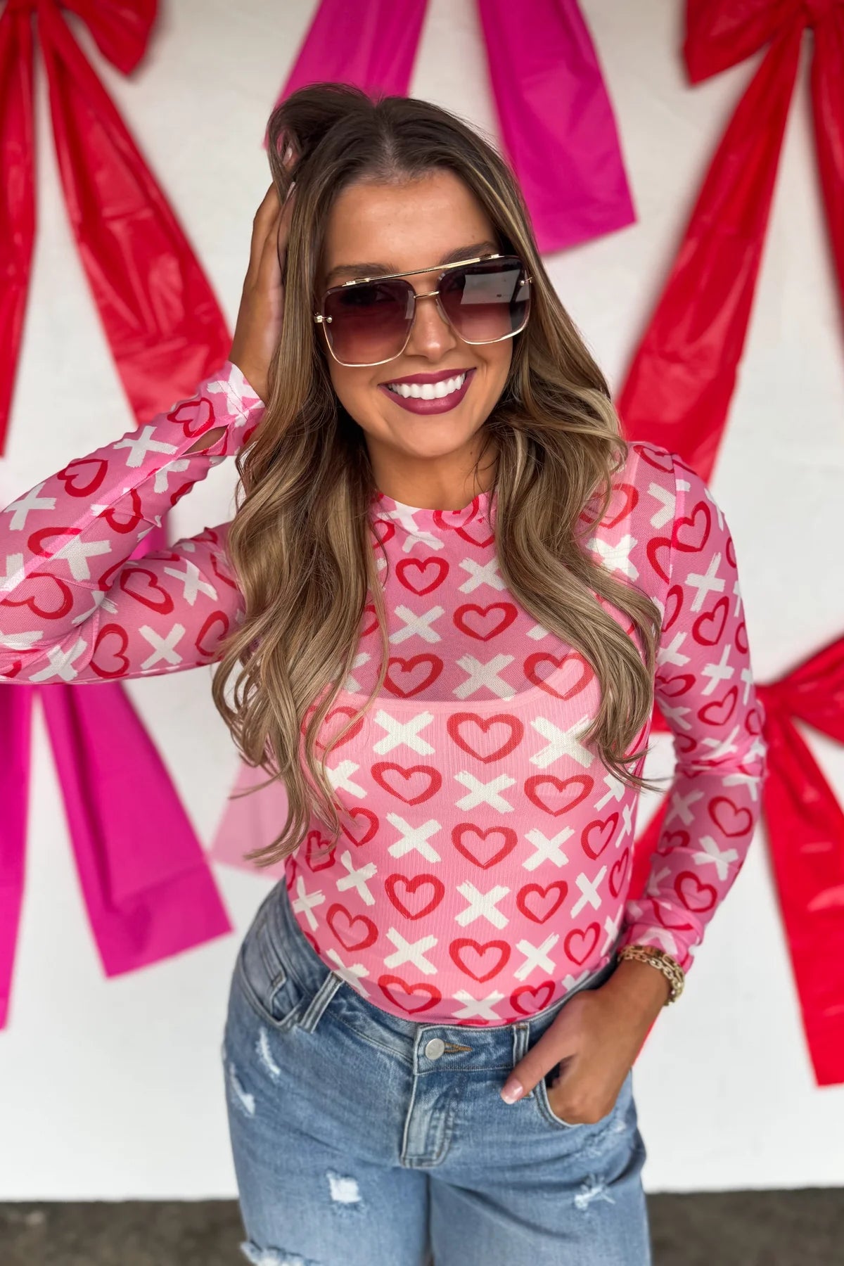 PREORDER - X & HEARTS VALENTINES DRESS IT UP MESH TOPS - BLAKELEY