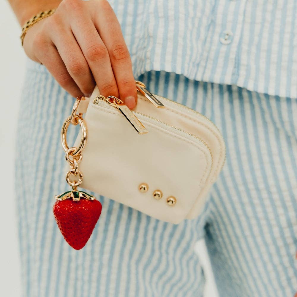 Nylon Cameron Clippable Double Zip Card Wallet: Watermelon Pink