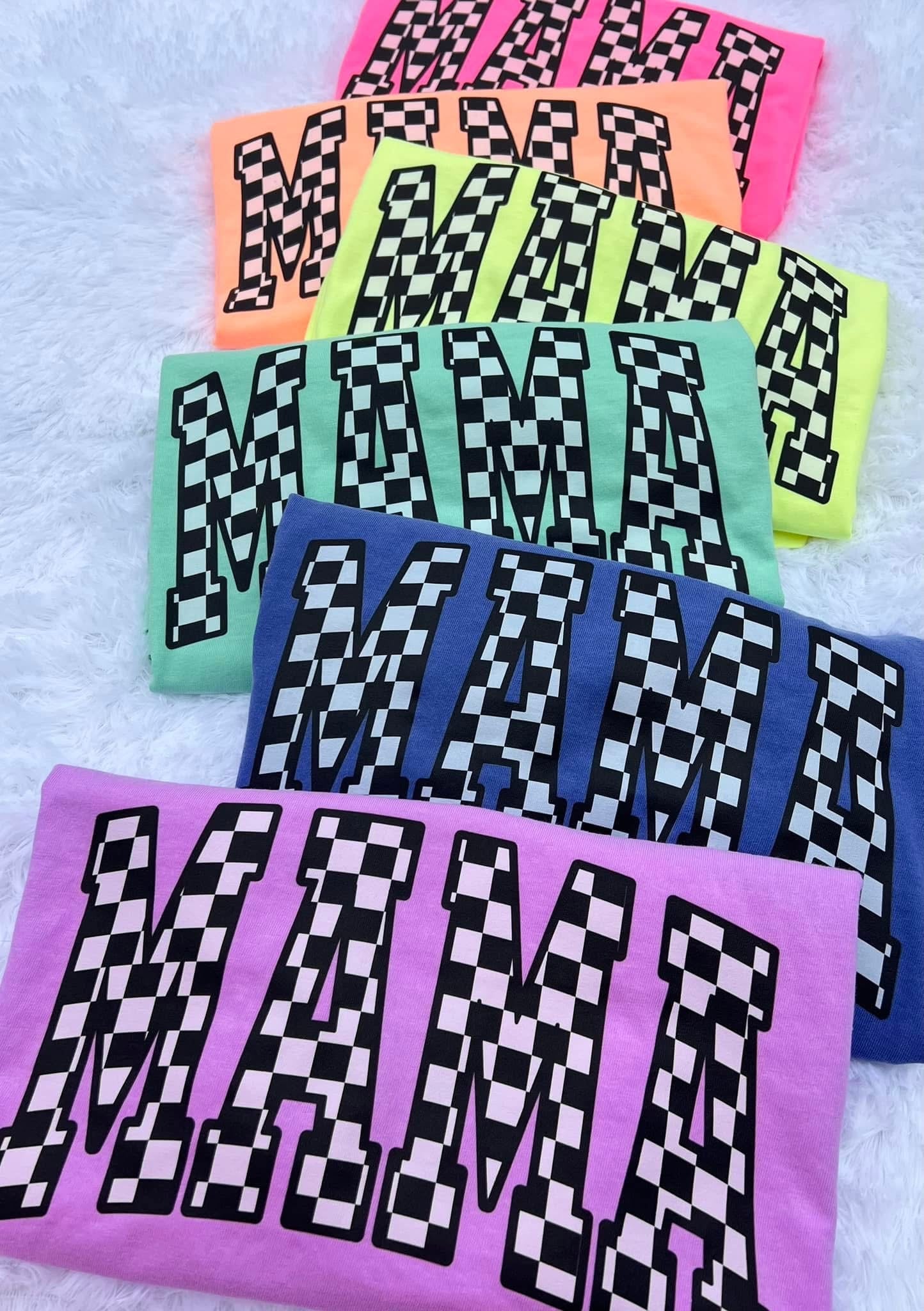 Neon Checkered Mama Comfort Colors T-Shirt