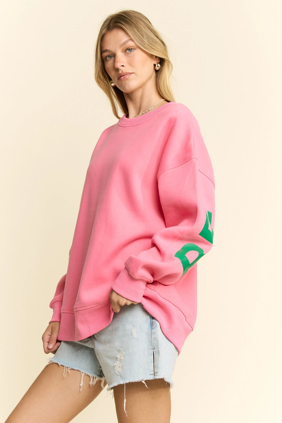 Be Yourself Love Yourself Printed Oversized Sweatshirt