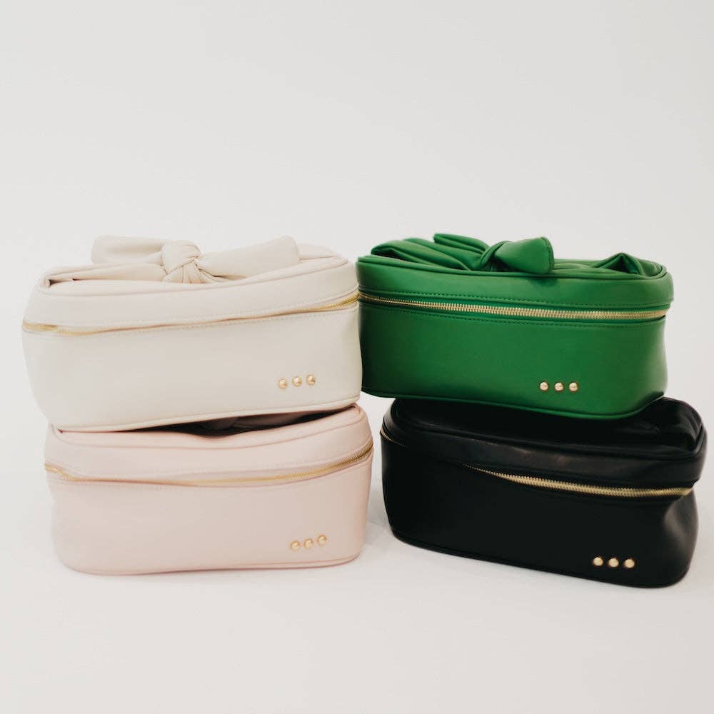 Madelyn Bow Makeup Bag Wholesale: Blush