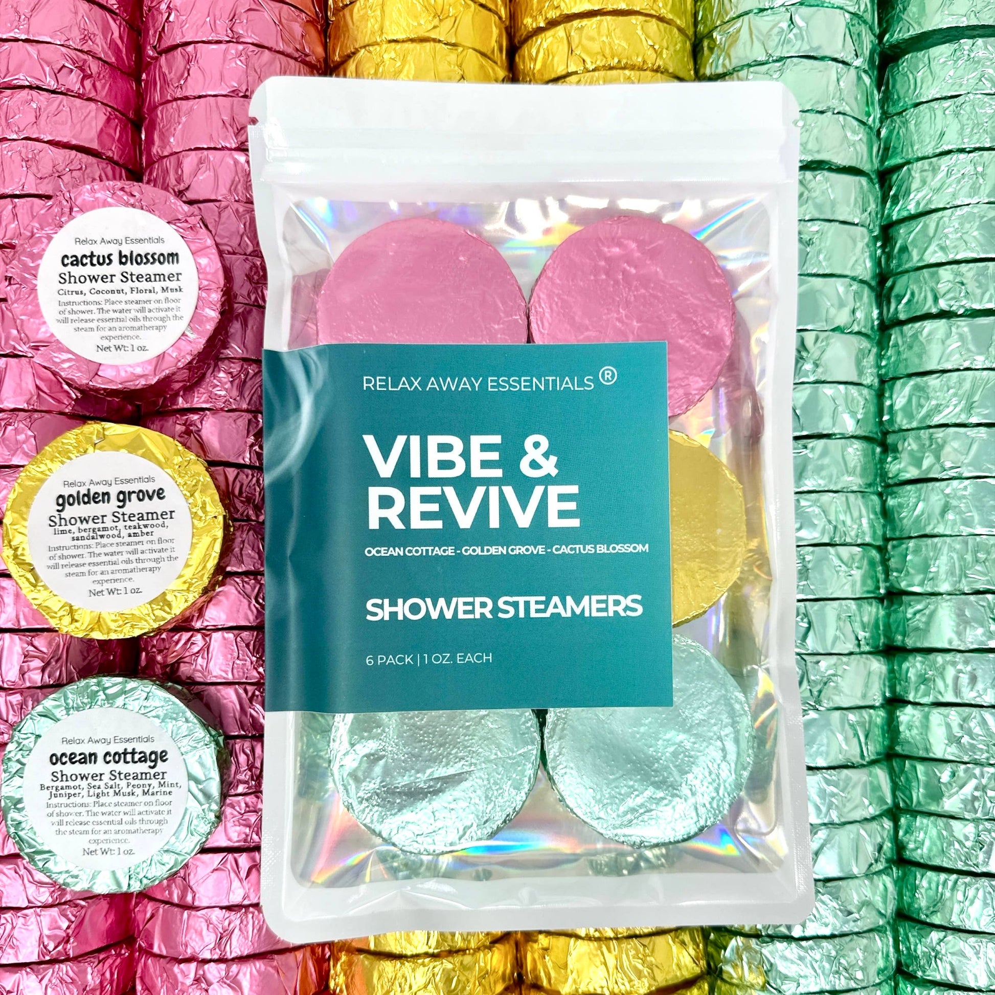 Vibe and Revive Shower Steamers 6 Pack - Made in USA - Spa