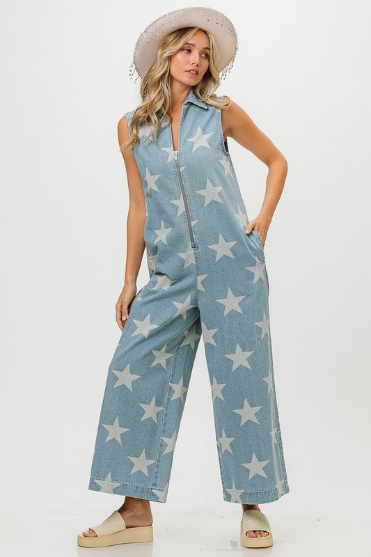 Star Denim Jumpsuit