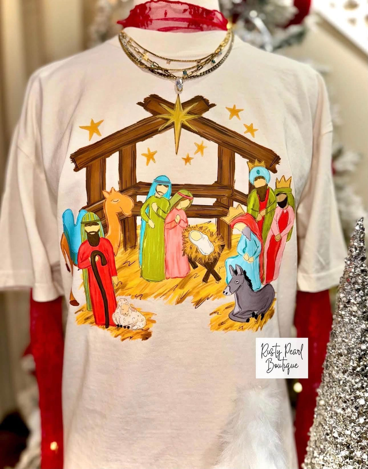 Glitter Christmas Nativity | Holiday Graphic Tee, Long Sleeve & Sweatshirt