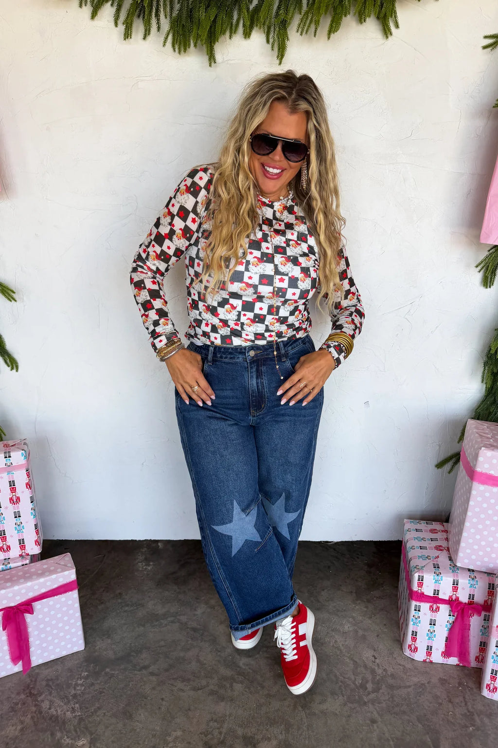 PREORDER- MERRY MESHMAS TOPS | CHECKER SANTA