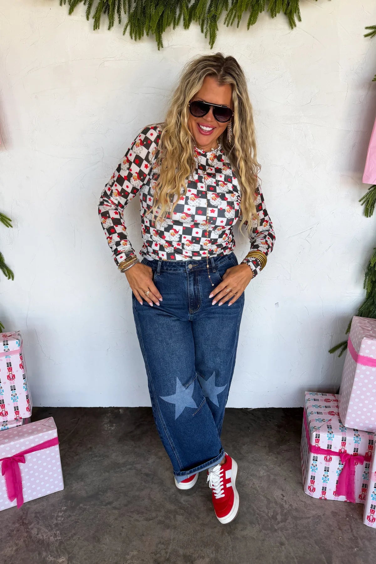 PREORDER- MERRY MESHMAS TOPS | CHECKER SANTA