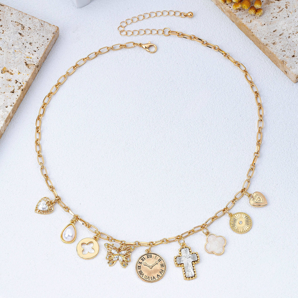 Eclectic Celestial & Vintage Charm Necklace