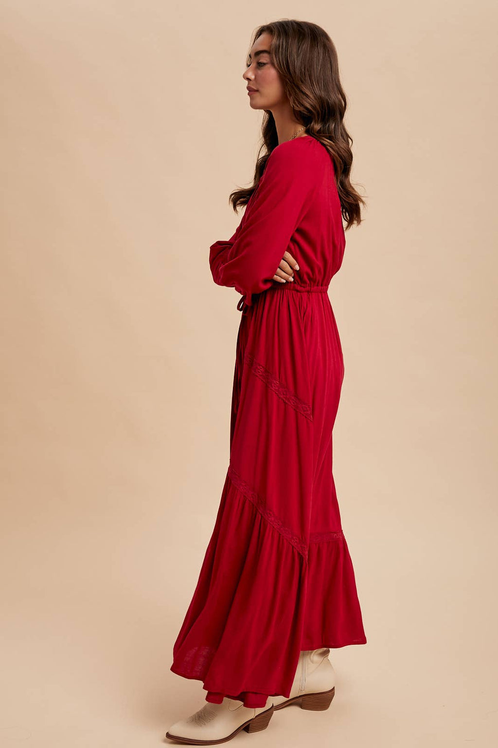 Merlot Moments Lace Maxi Dress