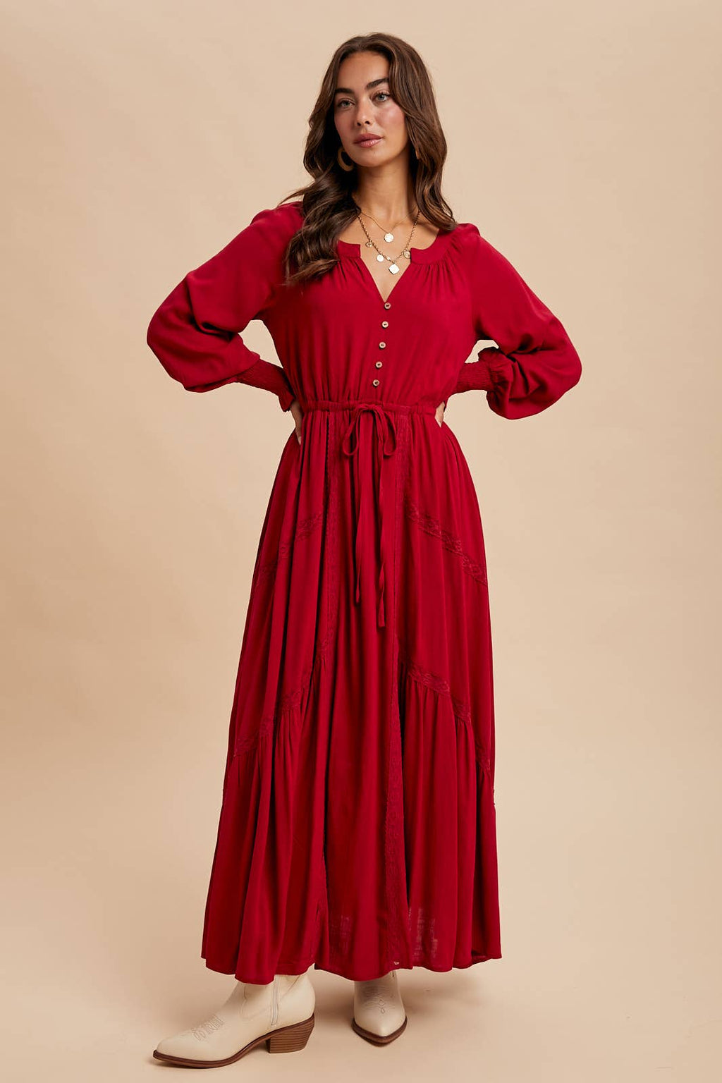 Merlot Moments Lace Maxi Dress