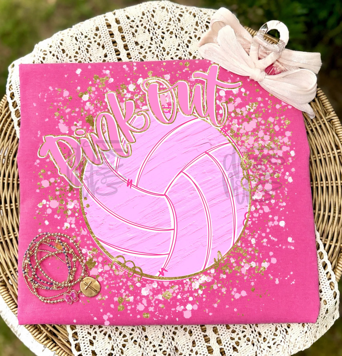 Pink Out Volleyball Graphic T-Shirt