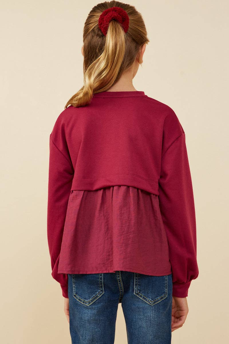 Girls Mix Media French Terry Knit Top