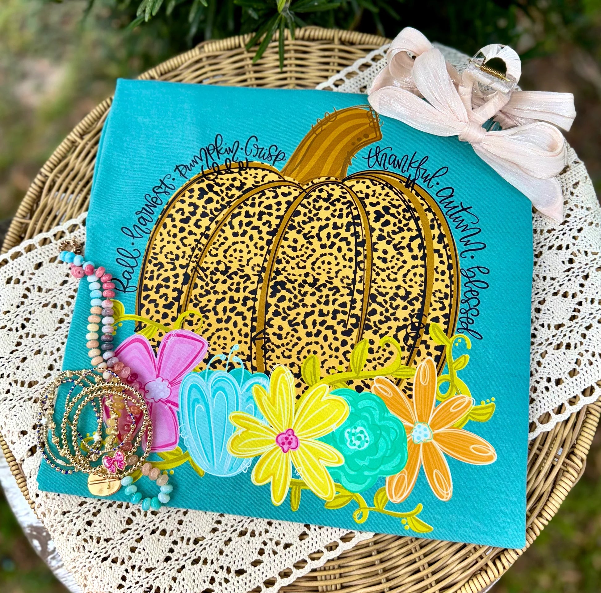 Leopard Fall Harvest Pumpkin Graphic T-shirt
