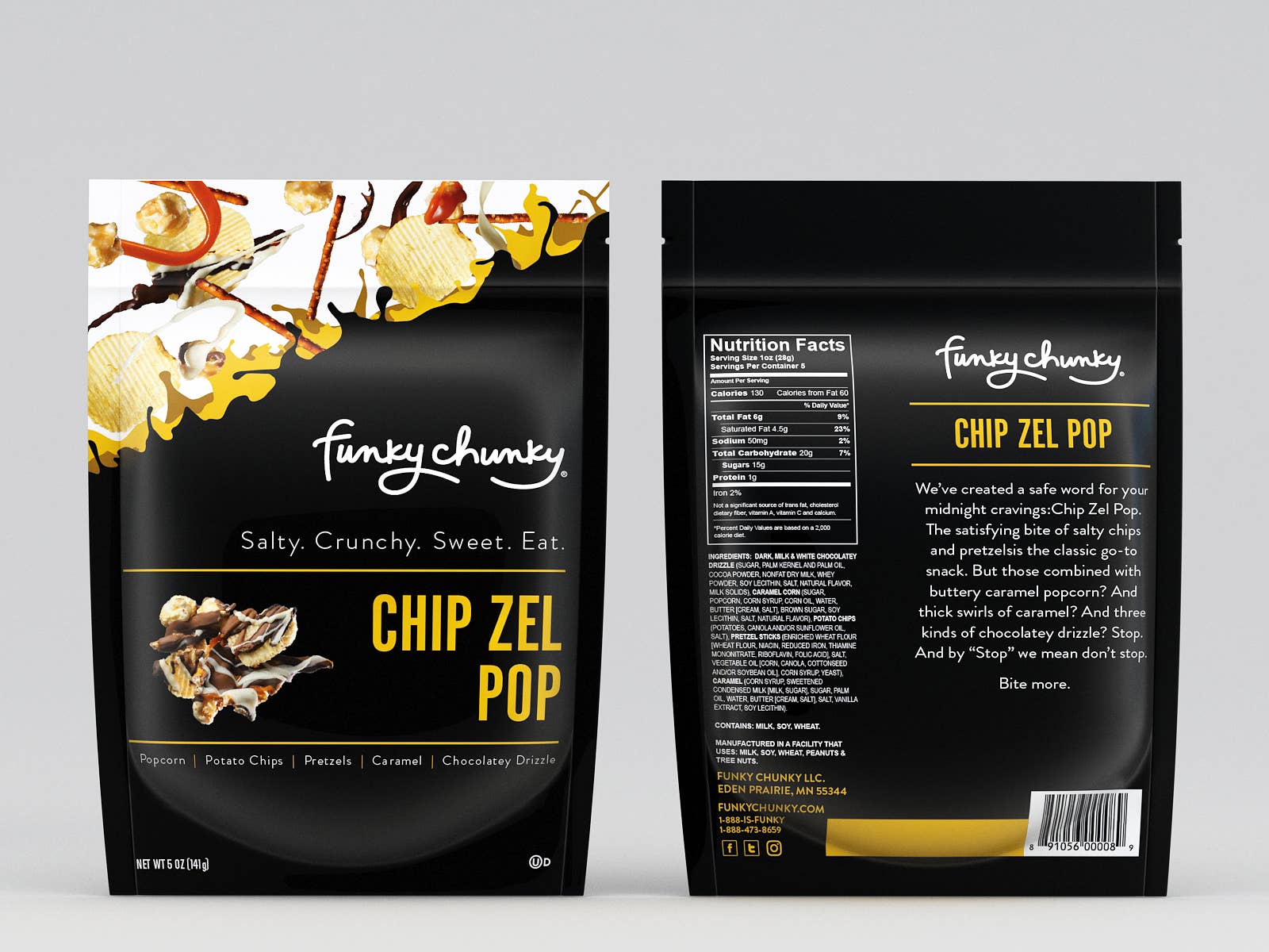 Chip Zel Pop | Caramel Popcorn with Chocolate | 5-ounce Bags