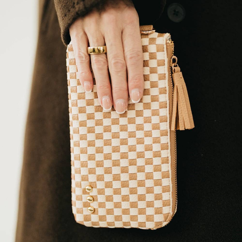Emma Woven Clutch Wristlet: Black