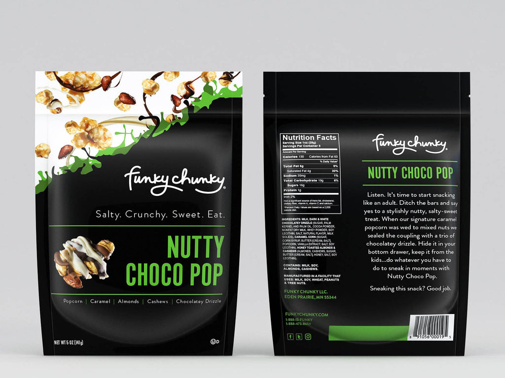 Nutty Choco Pop | Caramel Corn Chocolate Popcorn |  5-ounce Bags