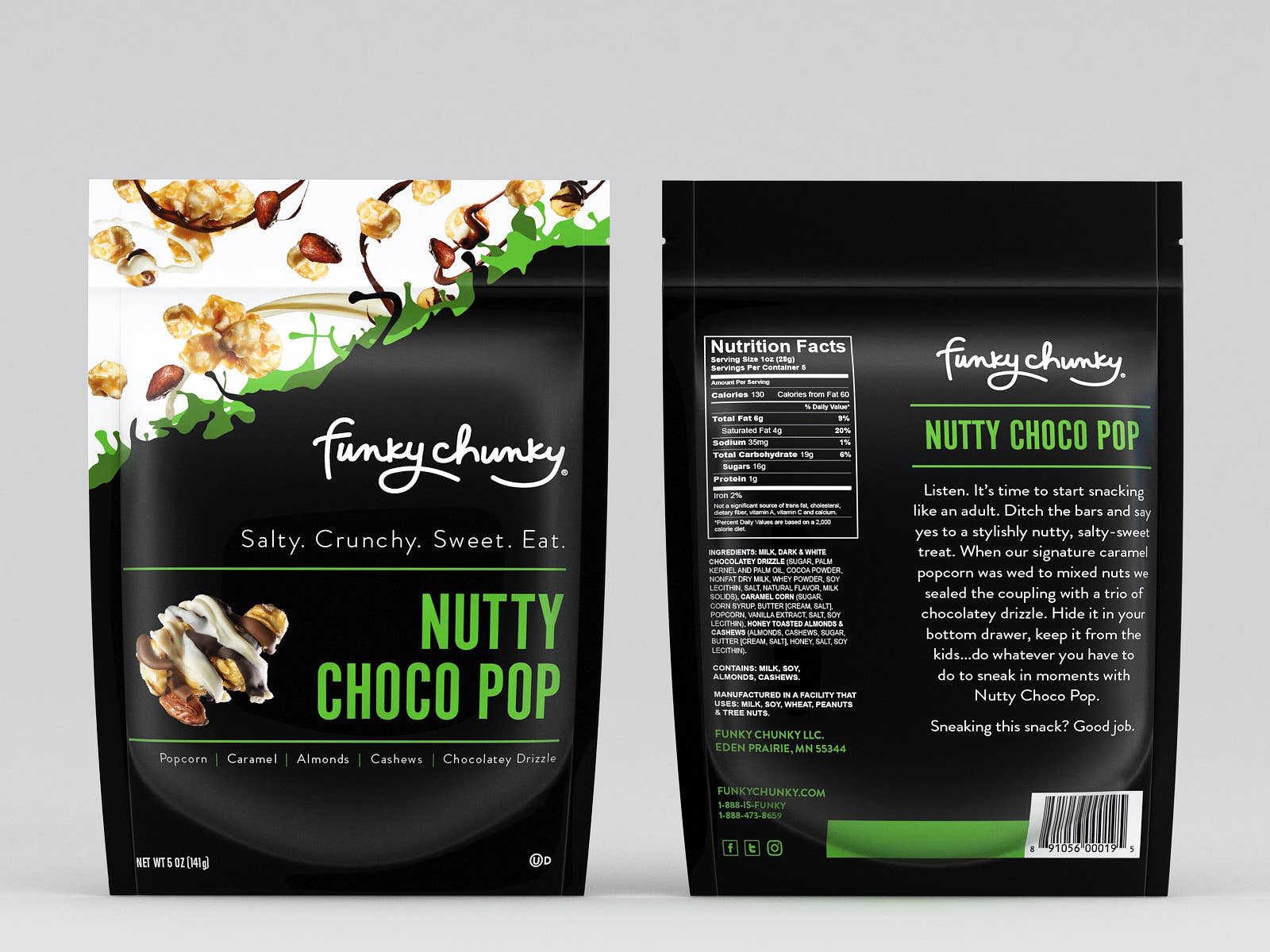 Nutty Choco Pop | Caramel Corn Chocolate Popcorn |  5-ounce Bags