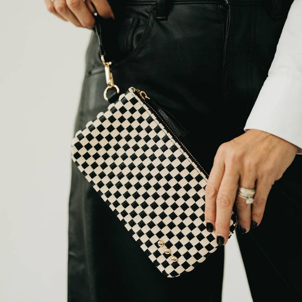 Emma Woven Clutch Wristlet: Black