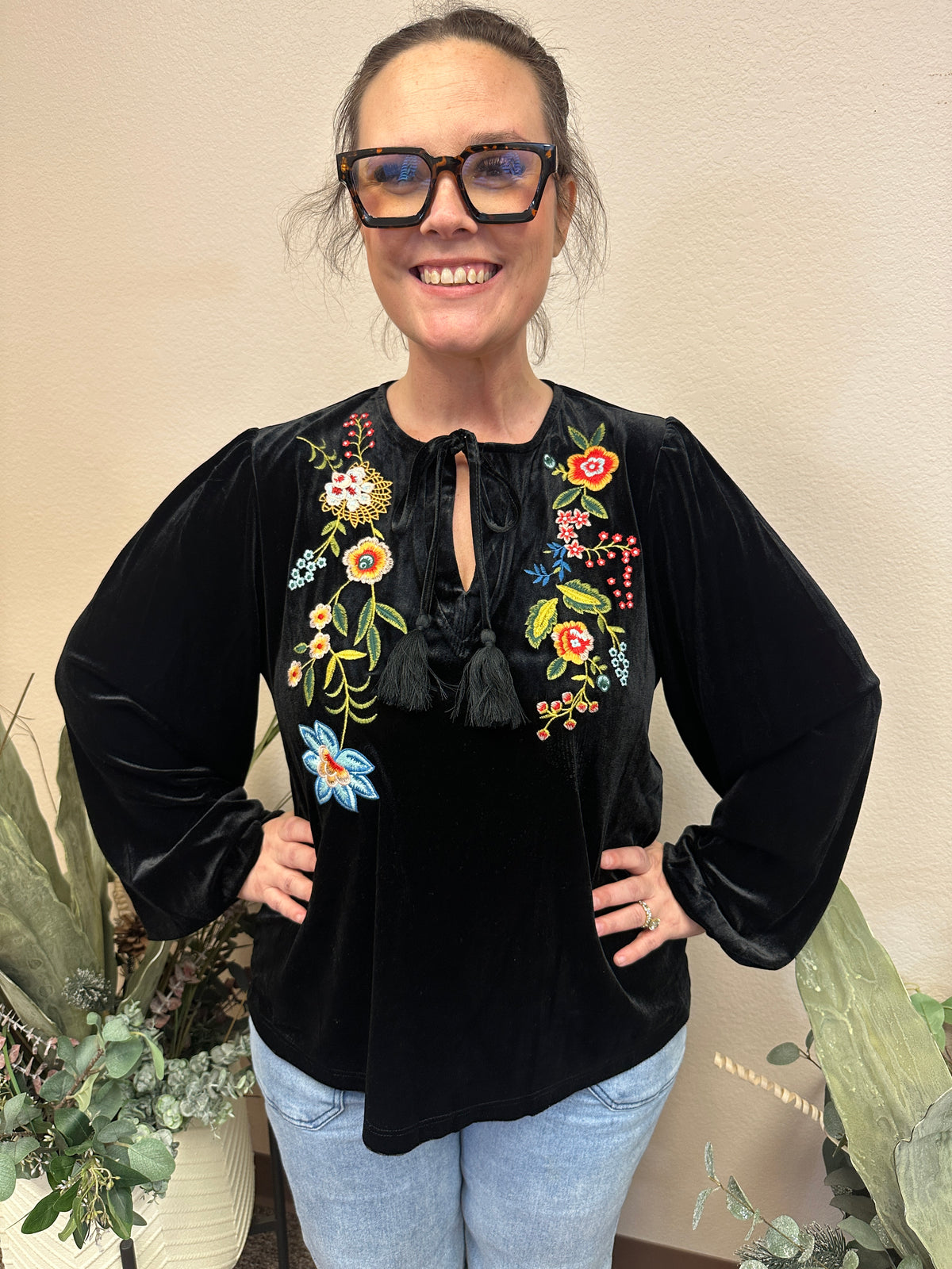 Molly’s Velvet Peasant Top