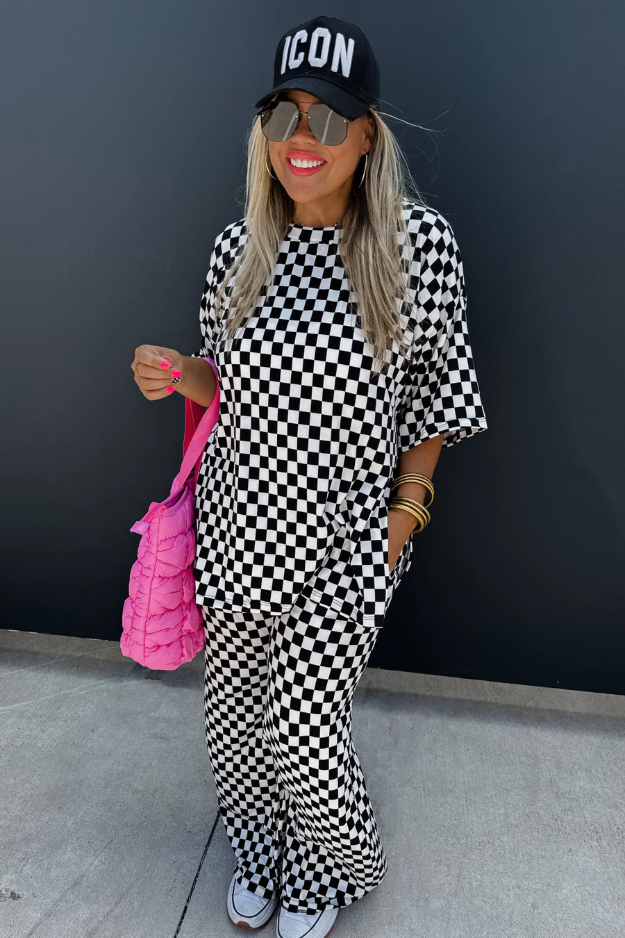 Checkered Me Out Side Slit Top